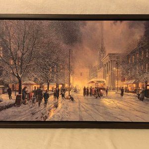 Cobble Hill Winter Interlude Painting W/ Wooden Frame